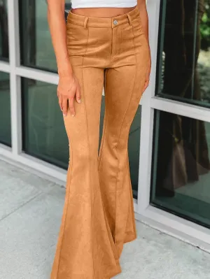 70s Style Suede Flare Trousers