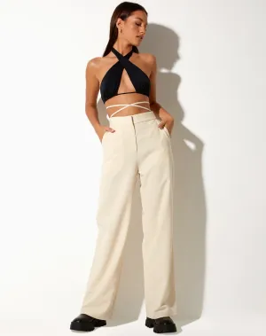 Abner Wide Leg Trouser in Tailoring Cream