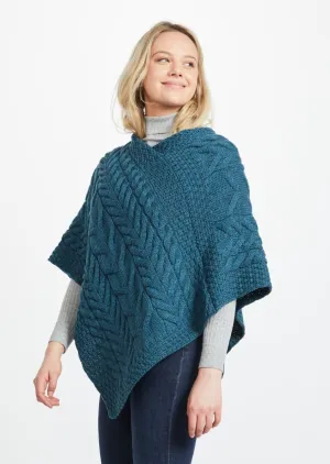 Aran Super Soft Poncho | Irish Sea