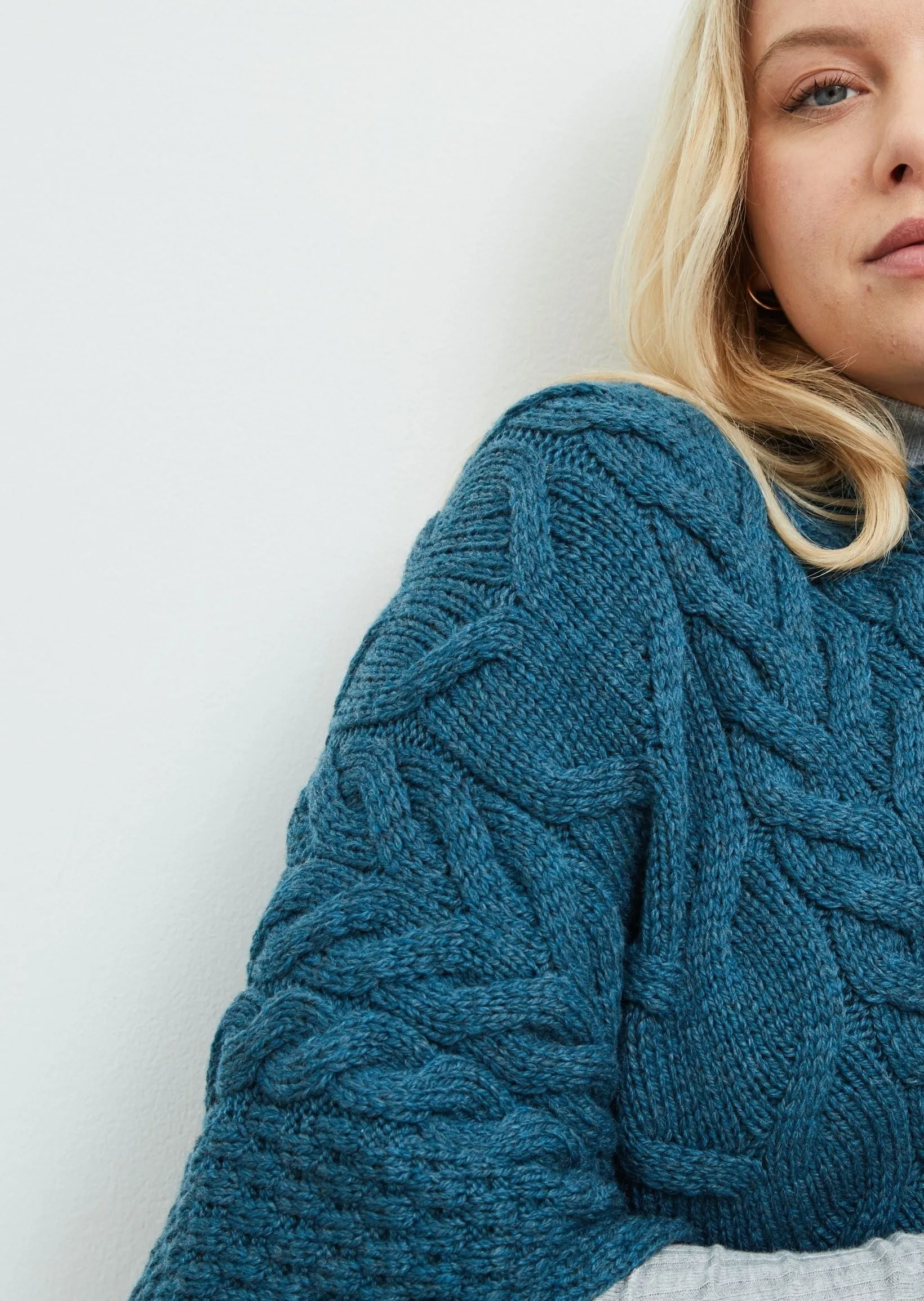 Aran Super Soft Poncho | Irish Sea