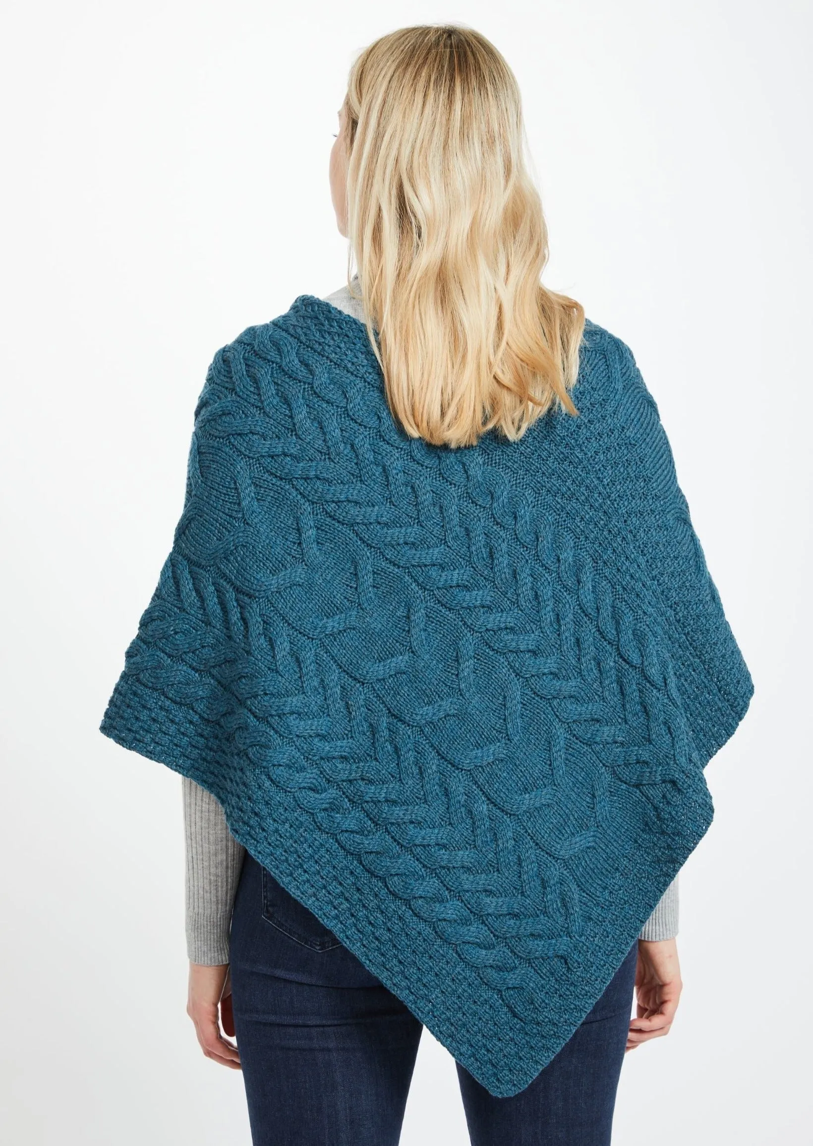 Aran Super Soft Poncho | Irish Sea