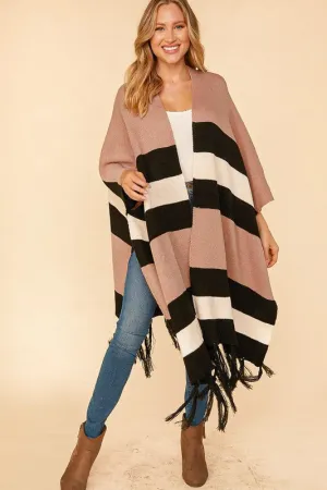 Avery Color-block Knit Poncho