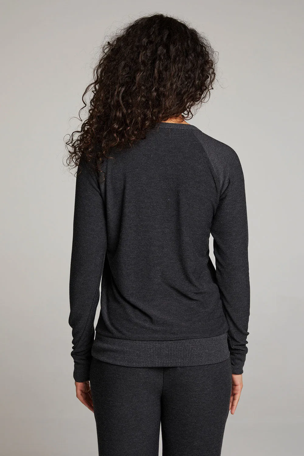 Black Long Sleeve Raglan Pullover