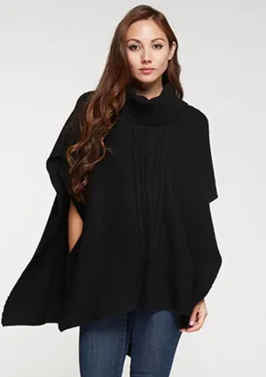 Boho Cable Knit Poncho Sweater