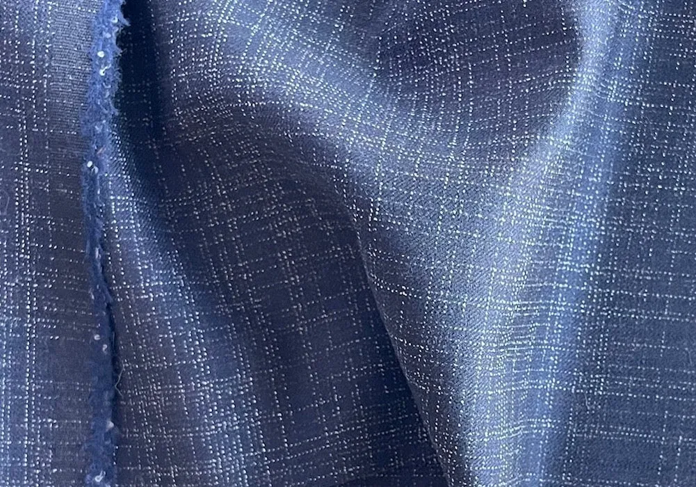 Botto Giuseppe Light-Weight Elegant White Crosshatches on Indigo Wool Flannel (Made in Italy)