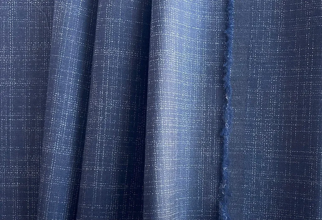 Botto Giuseppe Light-Weight Elegant White Crosshatches on Indigo Wool Flannel (Made in Italy)