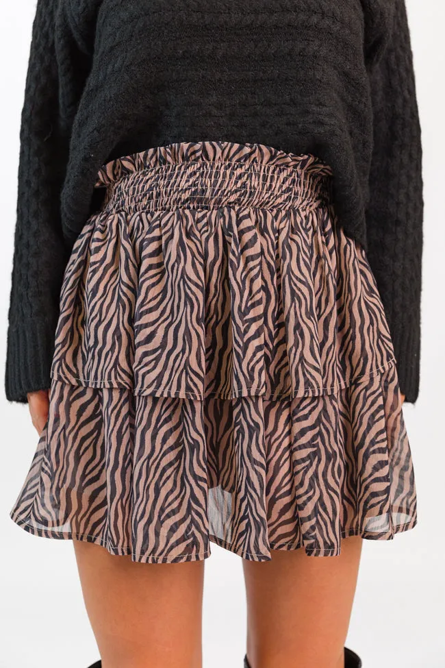 Breezy In Wild Over You Black and Tan Tiered Zebra Skort