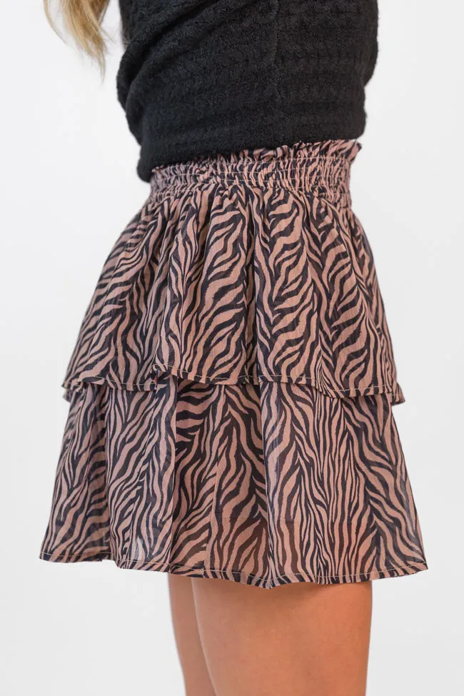 Breezy In Wild Over You Black and Tan Tiered Zebra Skort