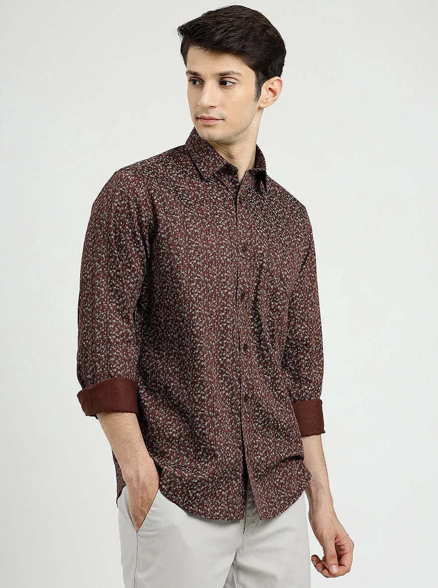 Brown Solid Smart Fit Semi Casual Shirt | Greenfibre