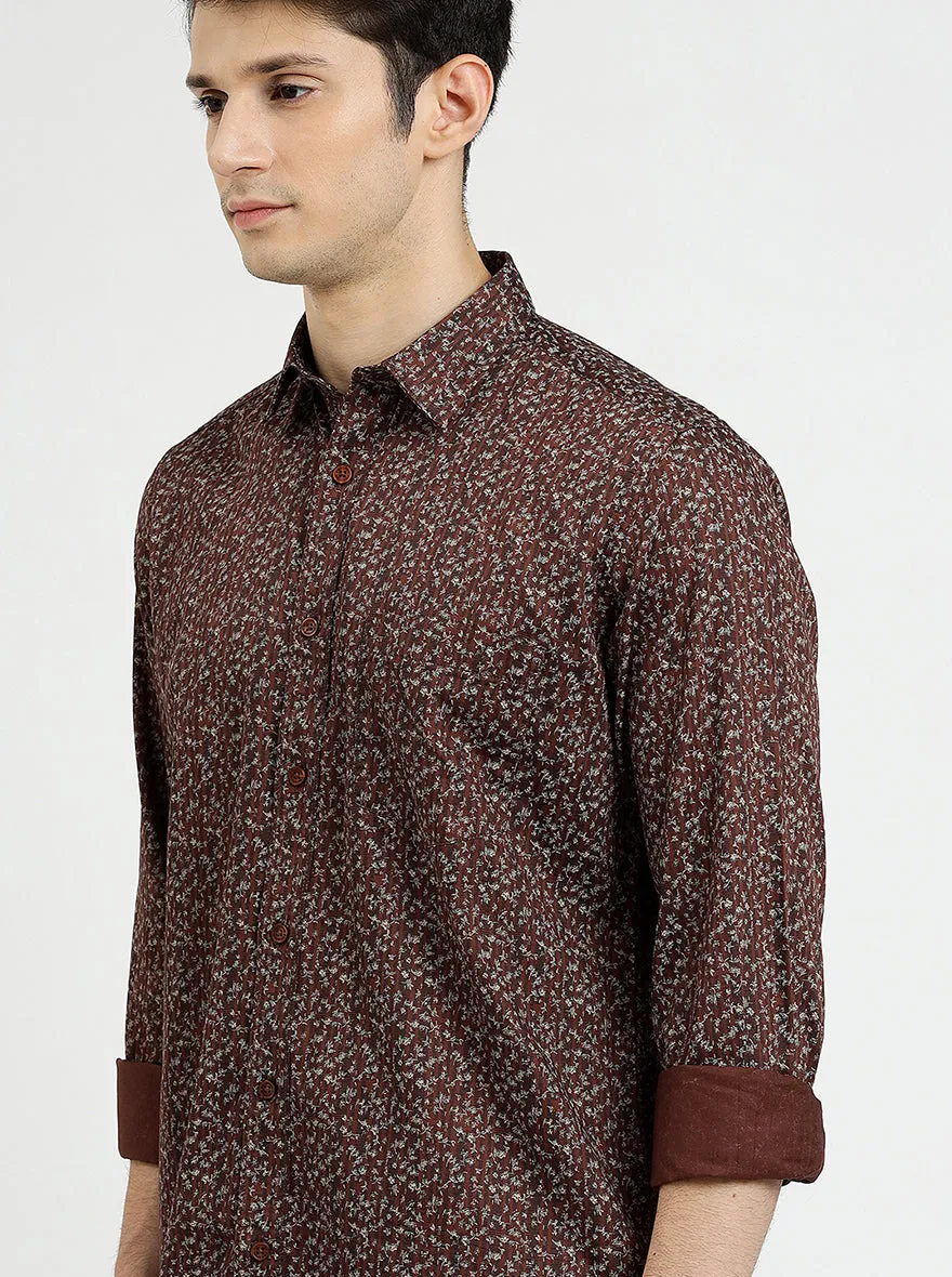 Brown Solid Smart Fit Semi Casual Shirt | Greenfibre