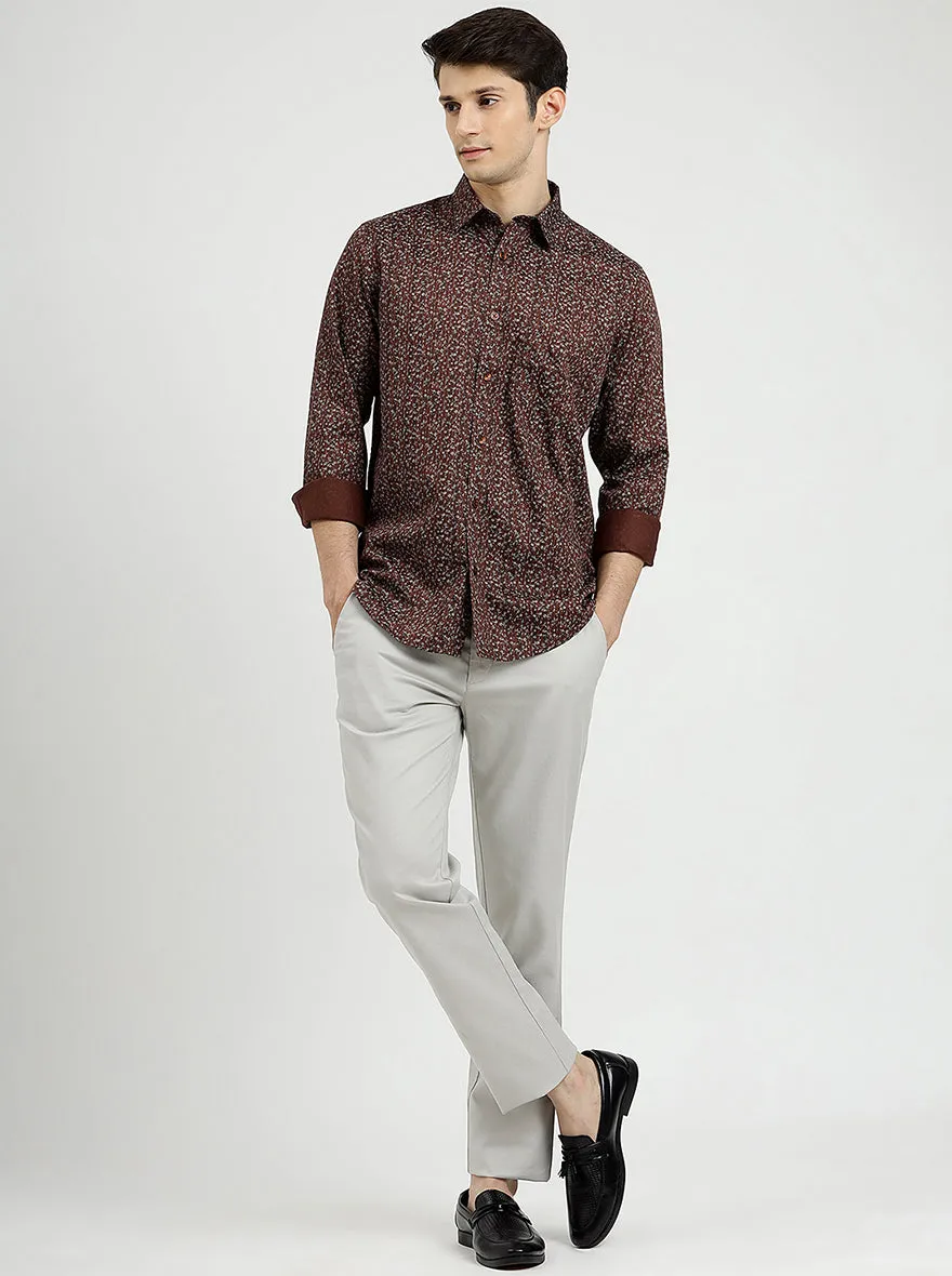 Brown Solid Smart Fit Semi Casual Shirt | Greenfibre