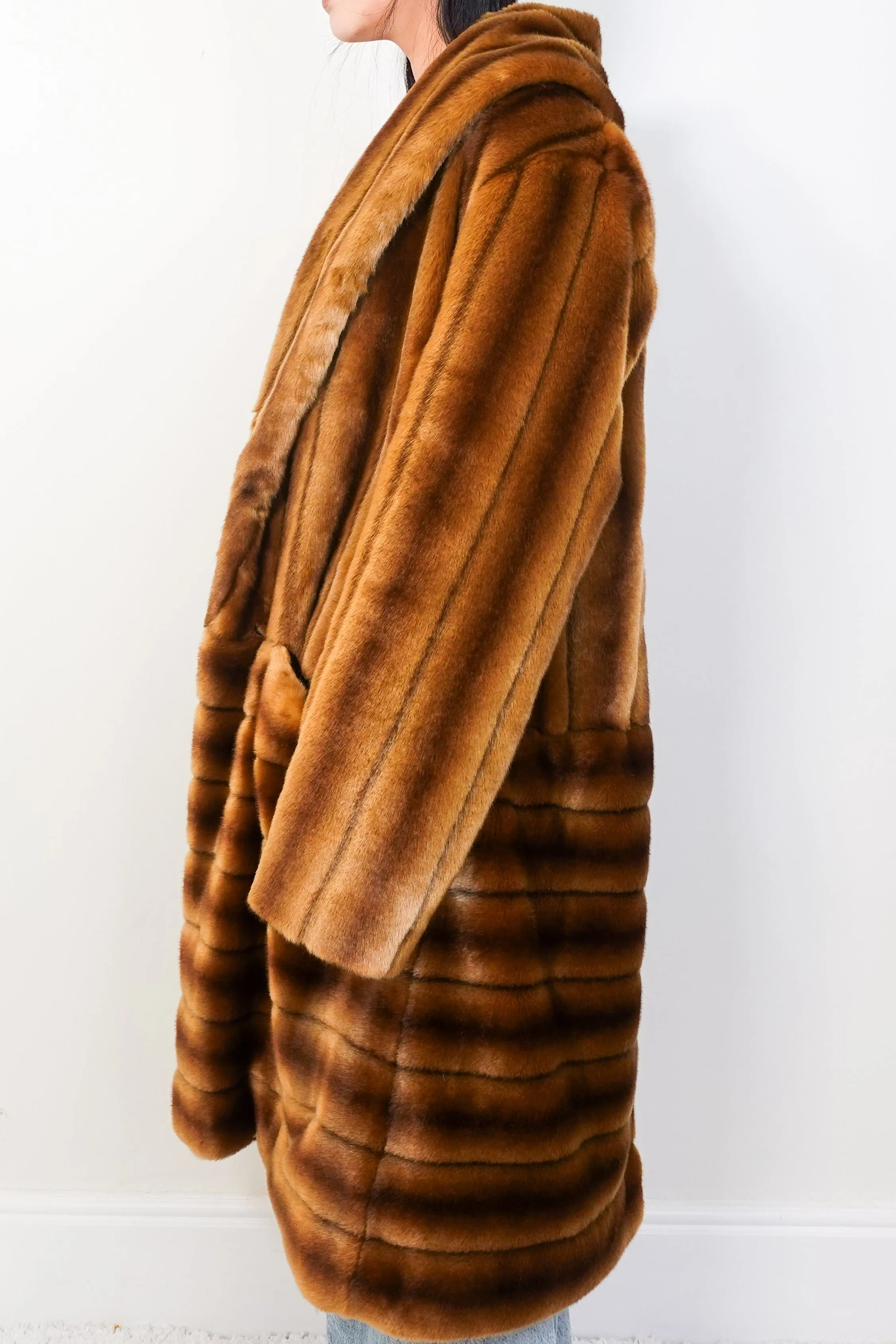 Brown Stripes Faux fur coat RRP £985