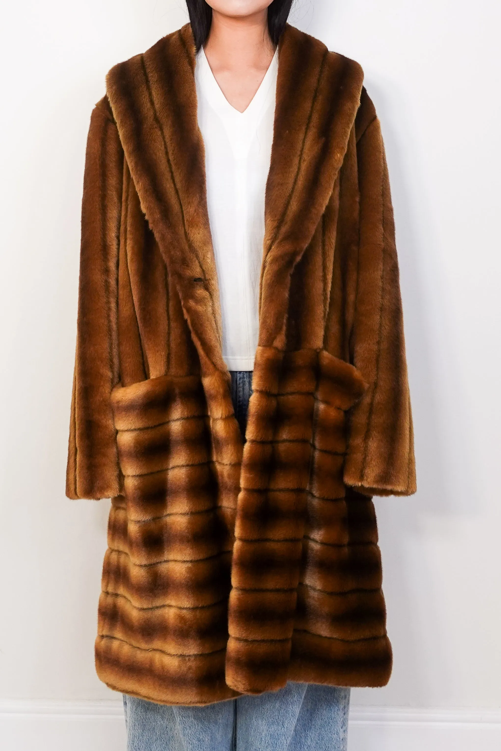 Brown Stripes Faux fur coat RRP £985