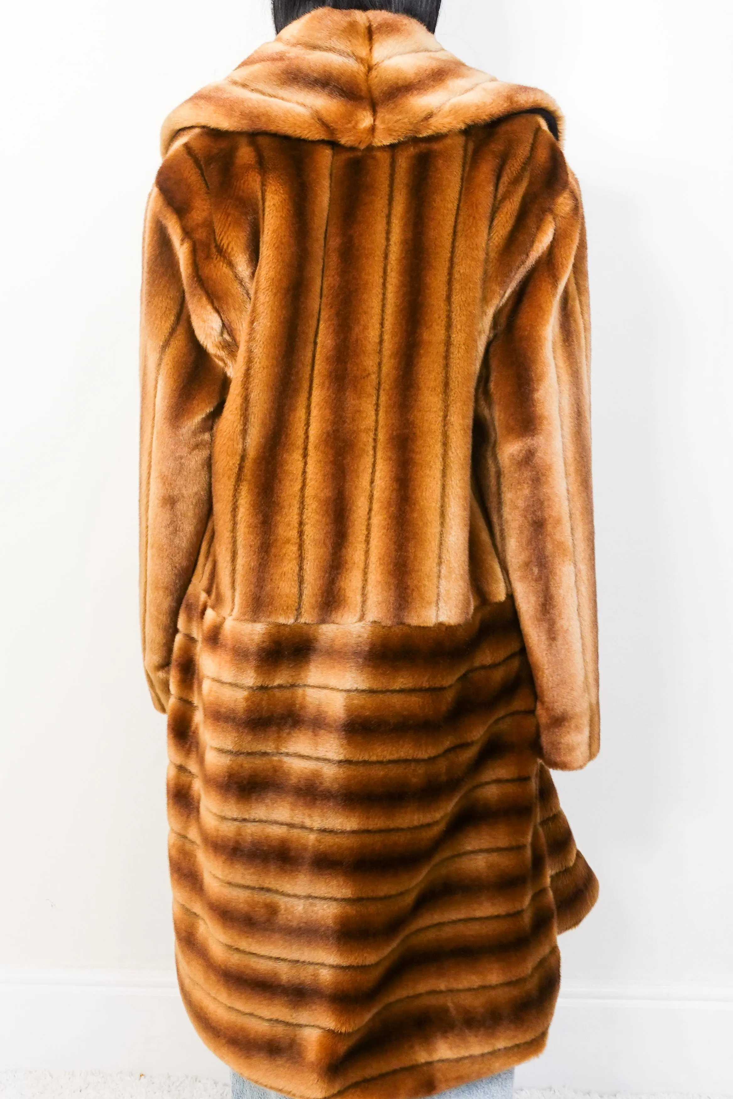 Brown Stripes Faux fur coat RRP £985