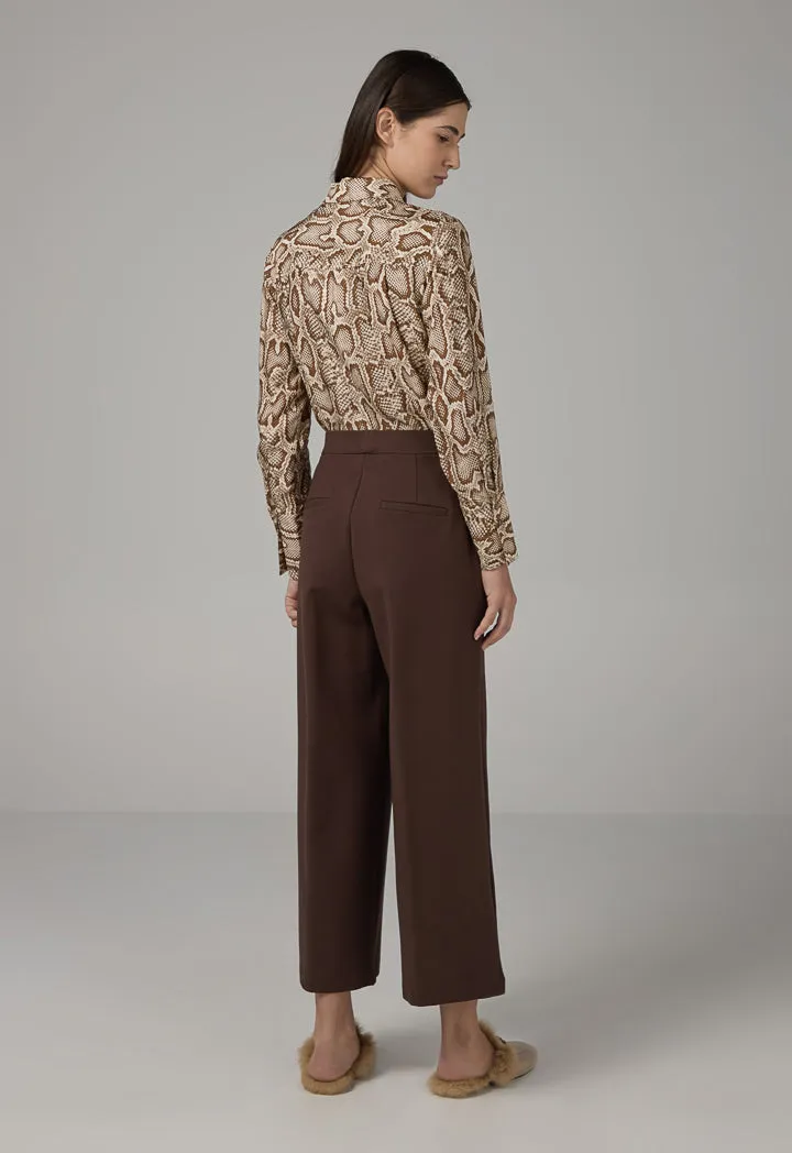 Choice Basic Straight Wide Cut Trousers Brown