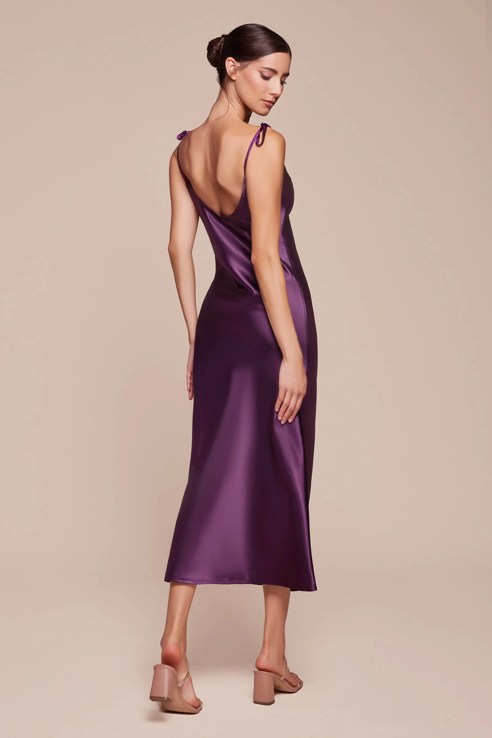 CINDERELLA DIVINE BD103 Slim Fit Satin Tea-Length Dress