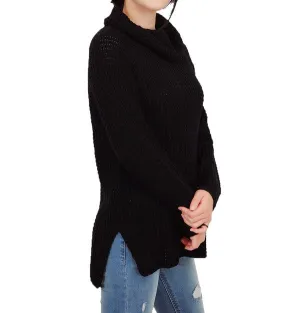 Cowl Neck Oversized Pop-Corn Knit Tunic Sweater