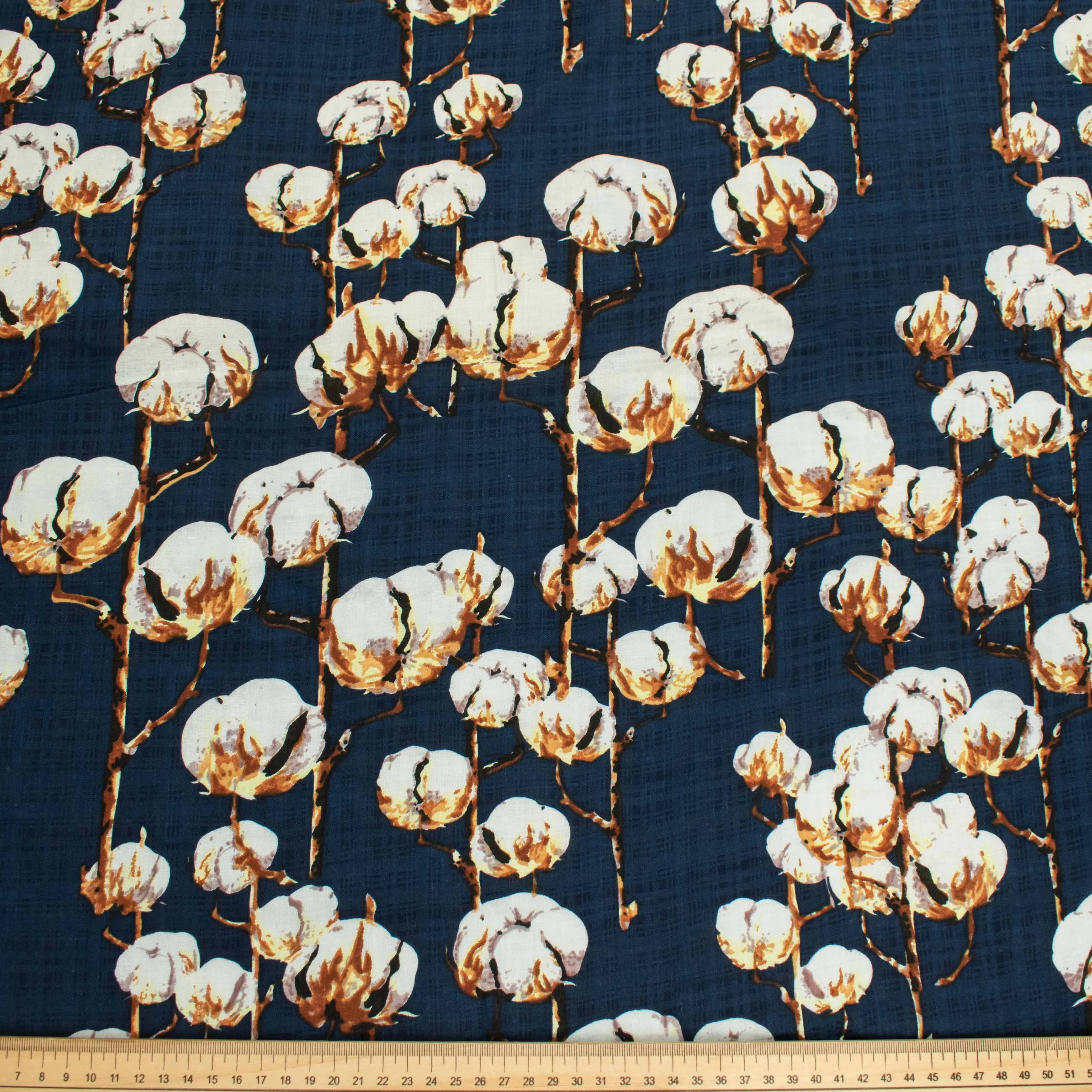 Crinkle Cotton Prints Design-5 Cotton Flower on Navy