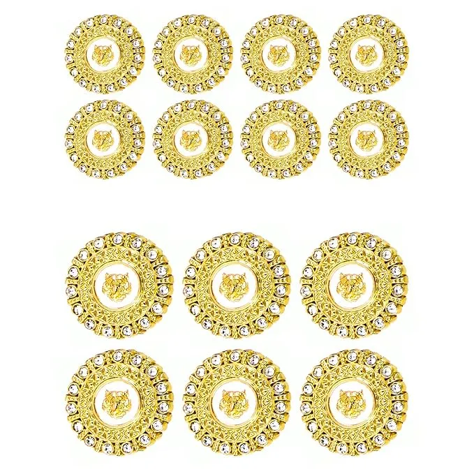 Diamond-Encrusted Lion Metal Buttons