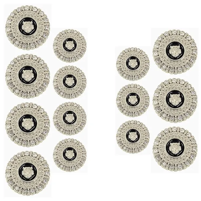 Diamond-Encrusted Lion Metal Buttons