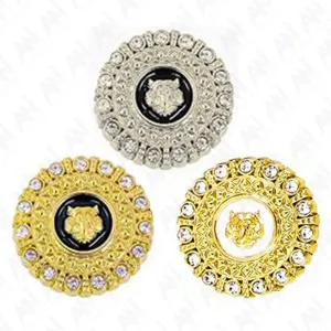 Diamond-Encrusted Lion Metal Buttons