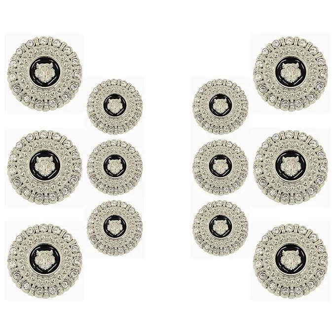 Diamond-Encrusted Lion Metal Buttons