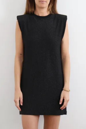 ELLIA - padded shoulders dress / black