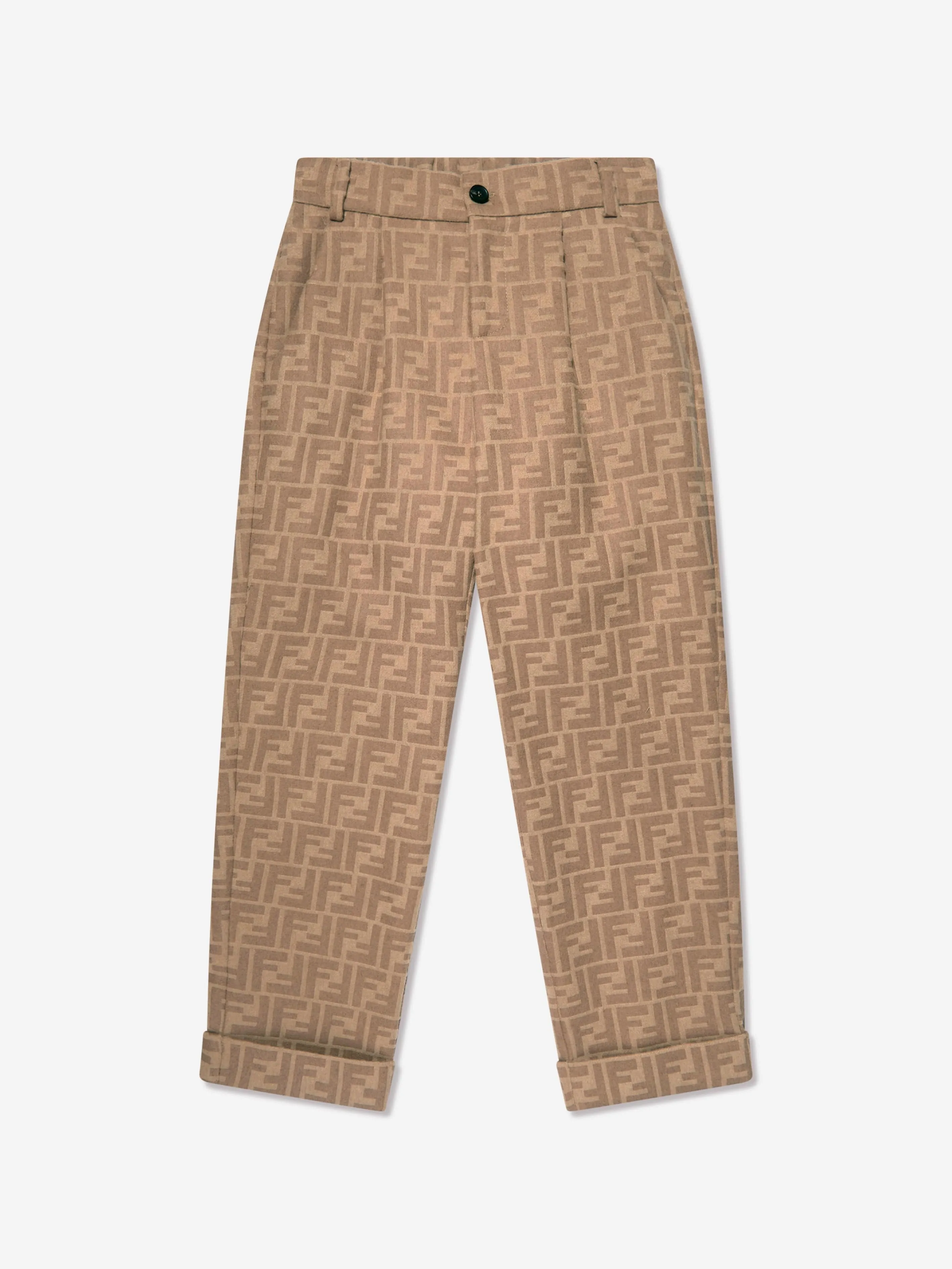 Fendi Boys FF Logo Trousers in Beige