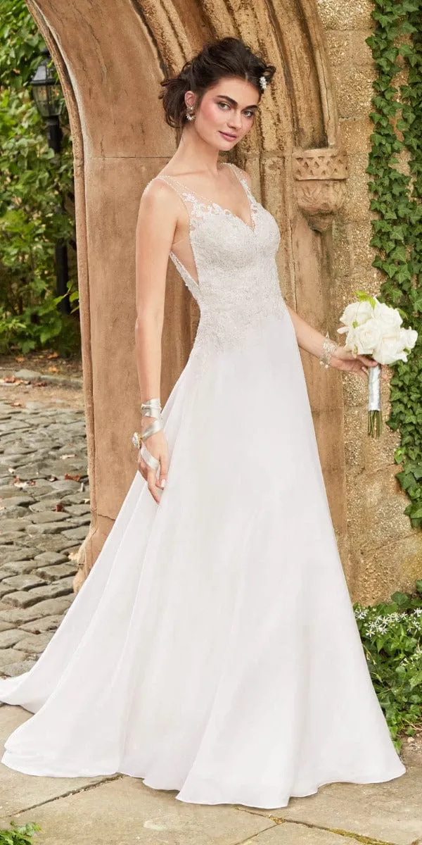 Floral Applique Organza A-Line Gown