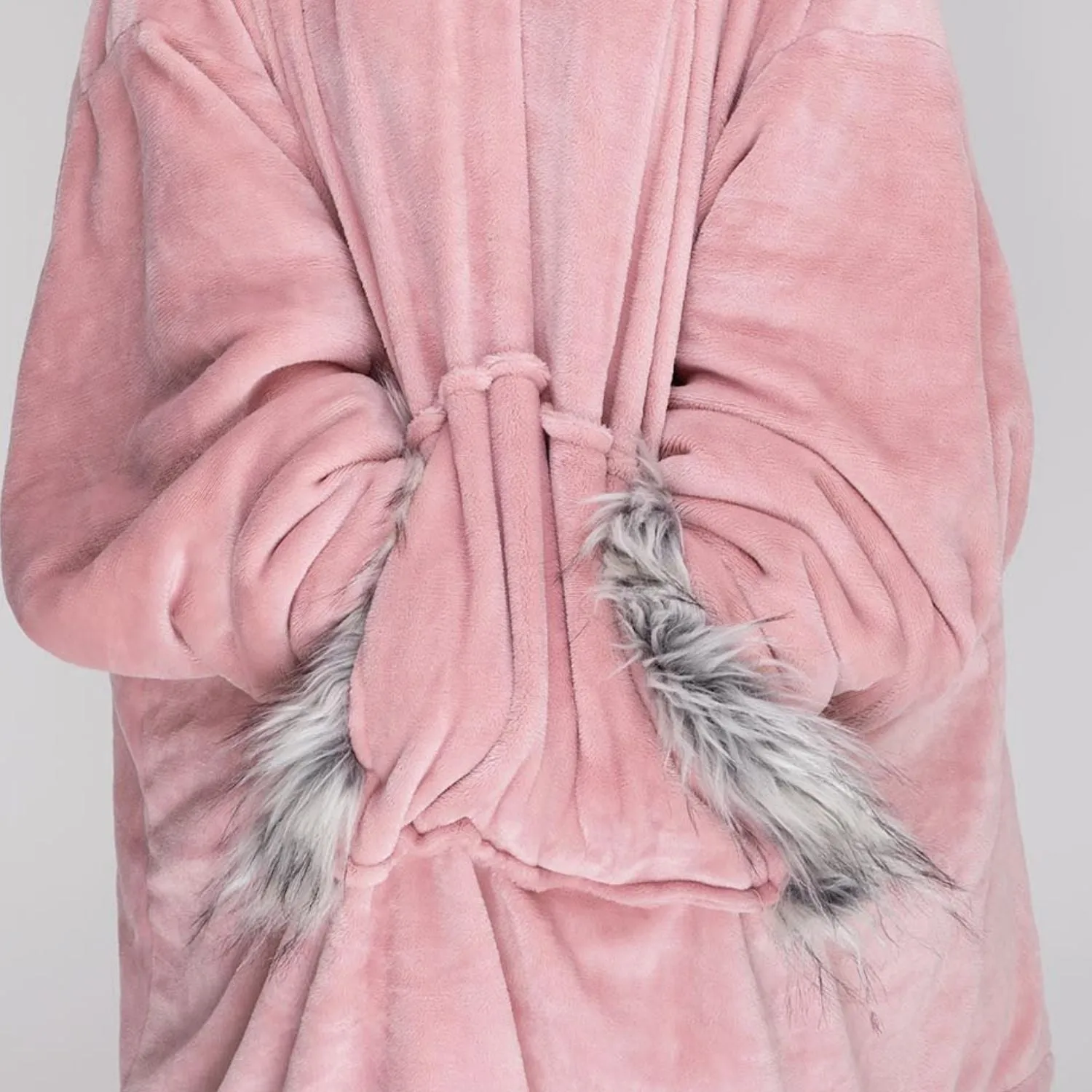 Fur Trim Cosy Robe - Pink