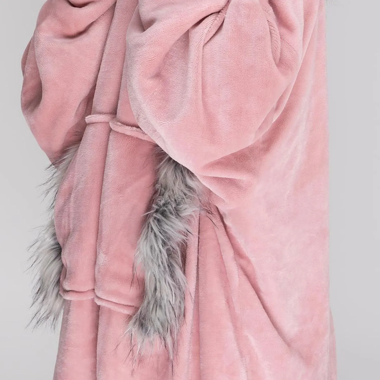 Fur Trim Cosy Robe - Pink