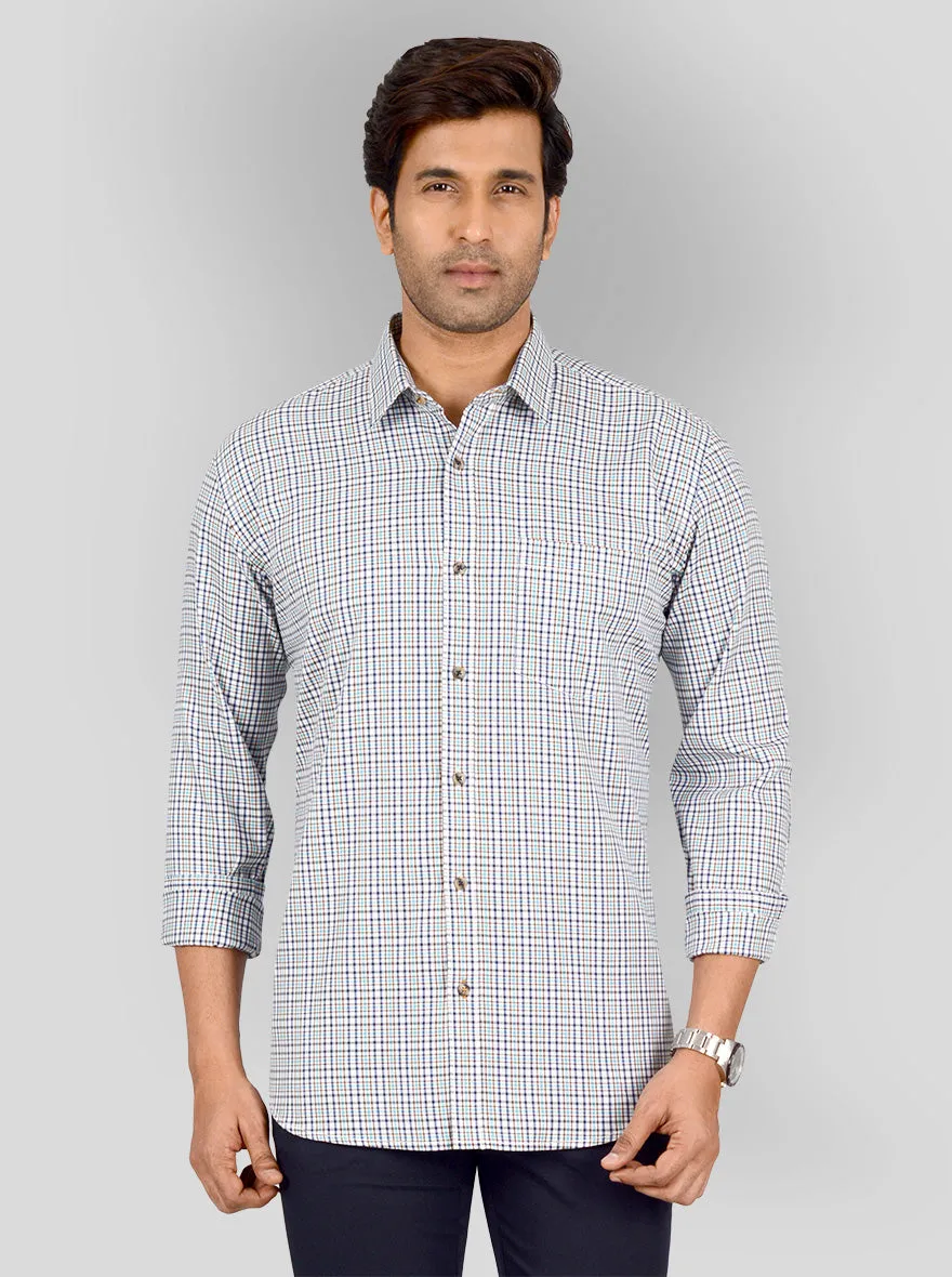 Green & Blue Checked Smart Fit Casual Shirt | Greenfibre