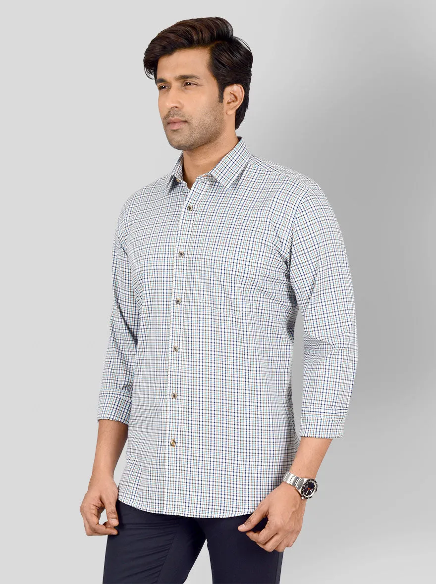 Green & Blue Checked Smart Fit Casual Shirt | Greenfibre