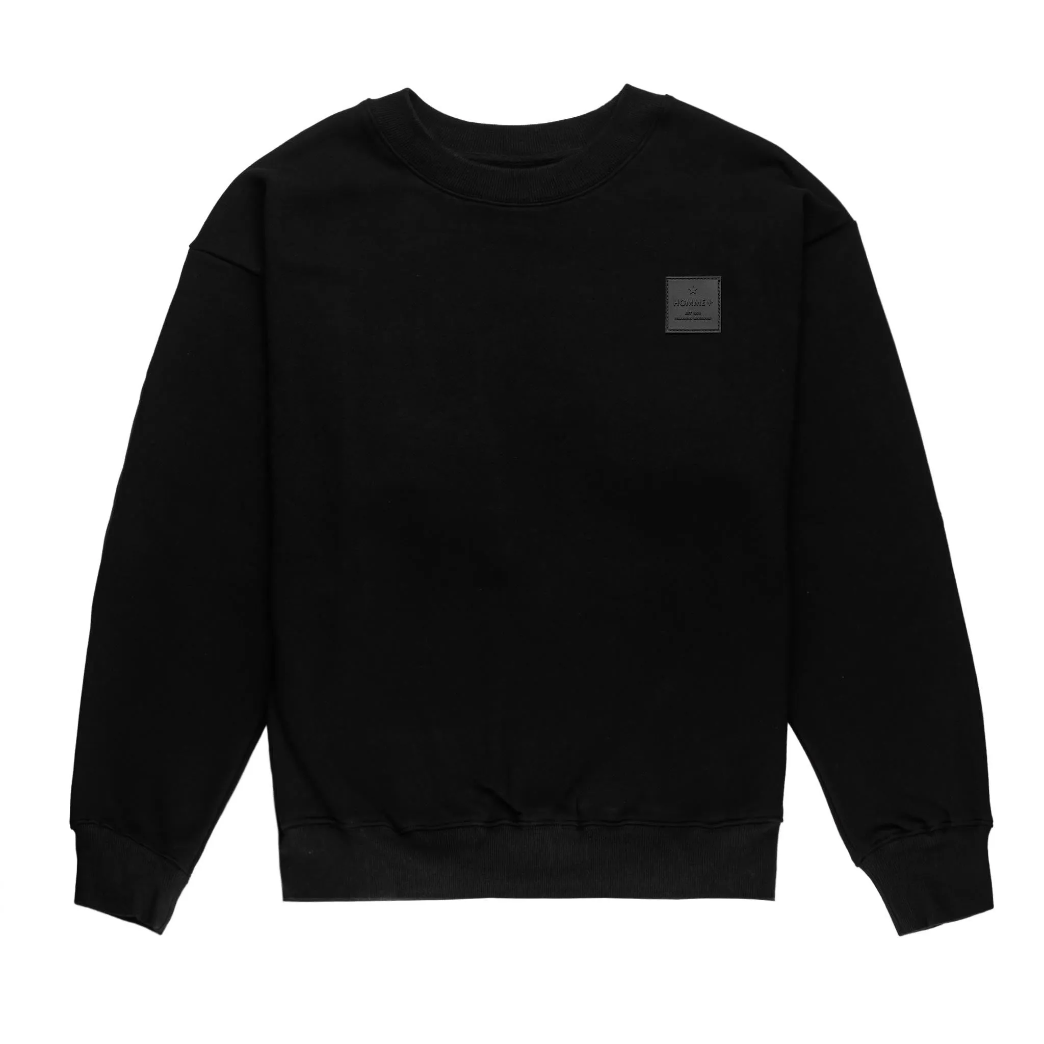 HOMME  Rubber Patch Crewneck Black