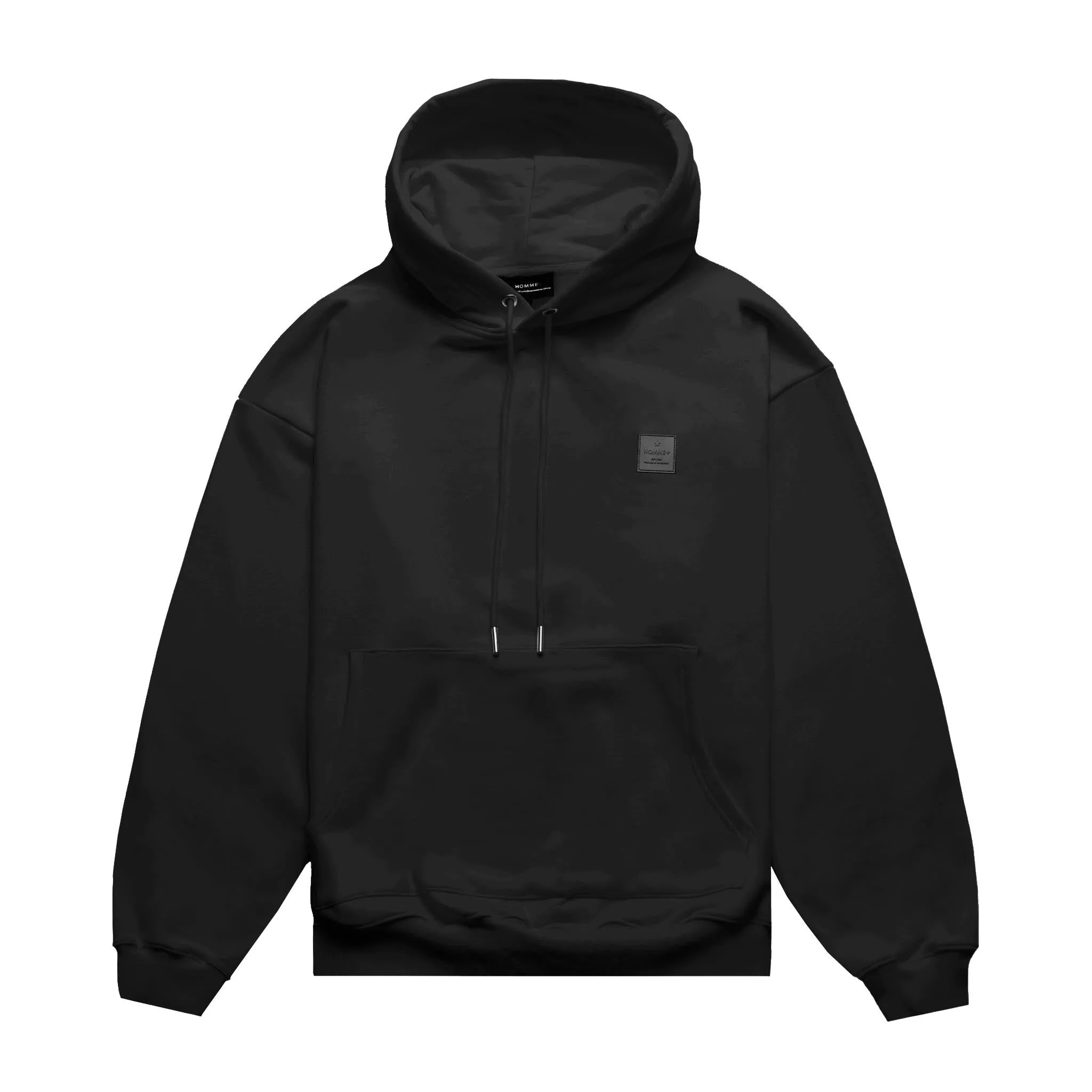 HOMME  Rubber Patch Hoodie Black