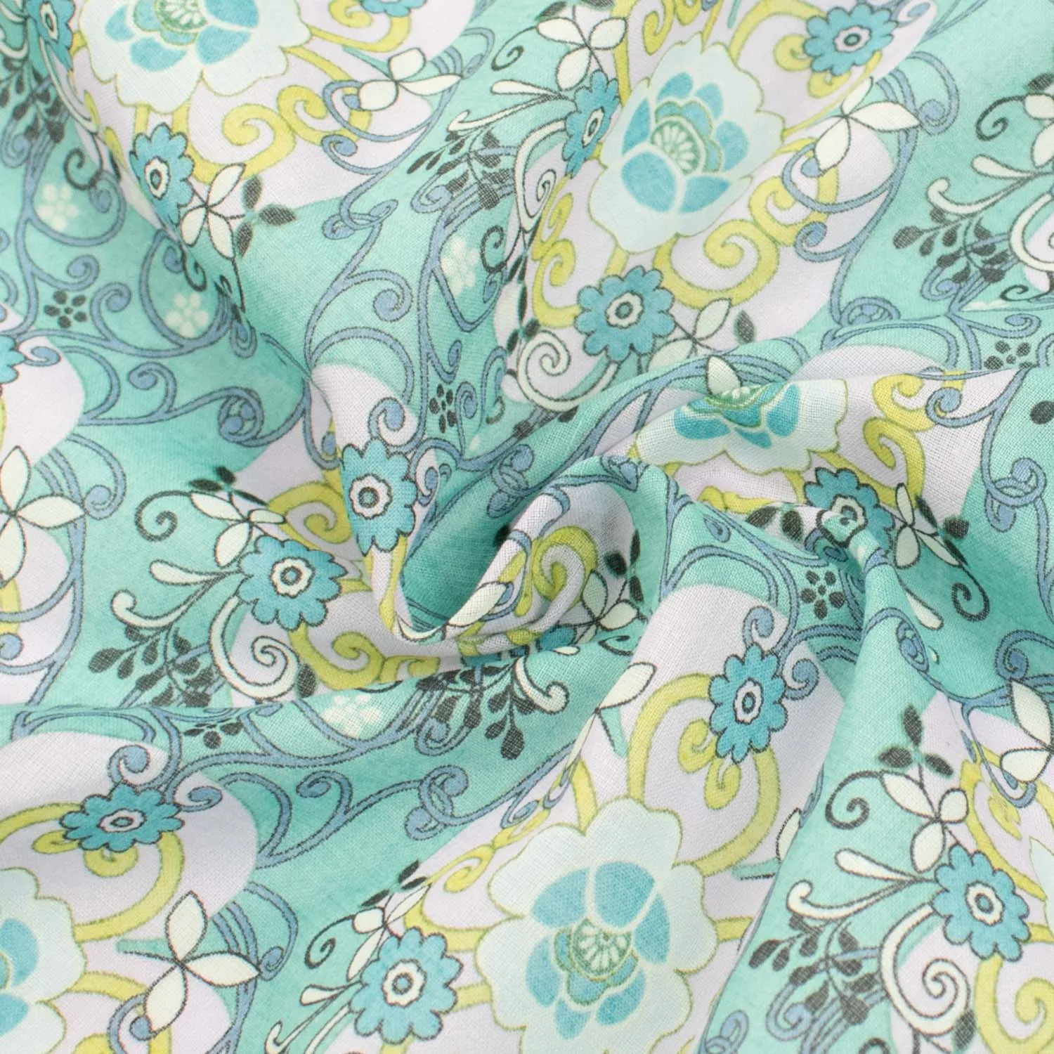 Japanese Pure Cotton Lawn Prints Design-218 Teal Florals