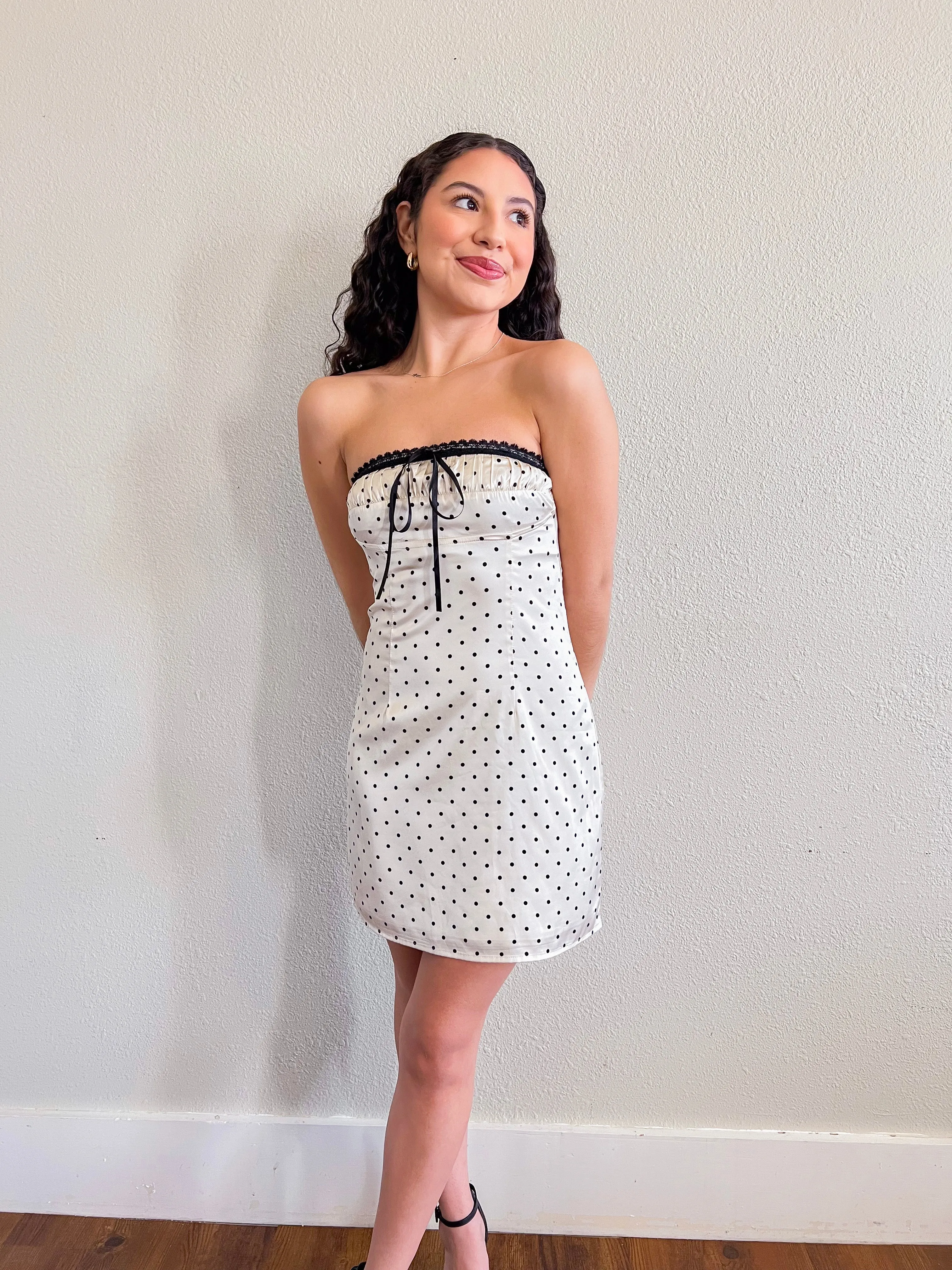 Jasmine Polka Dot Dress Cream / Black