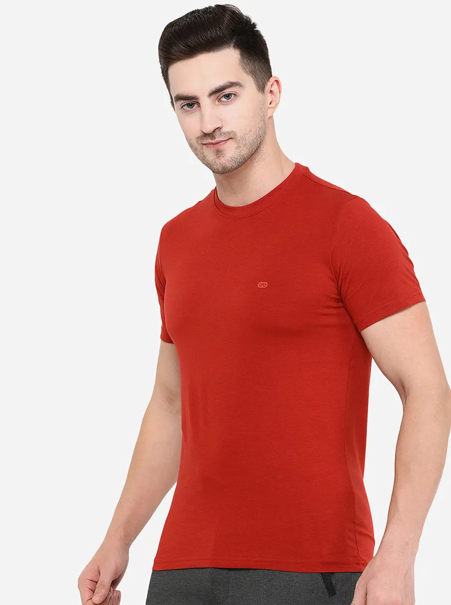 Ketchup Red Solid Slim Fit T-Shirt | JadeBlue