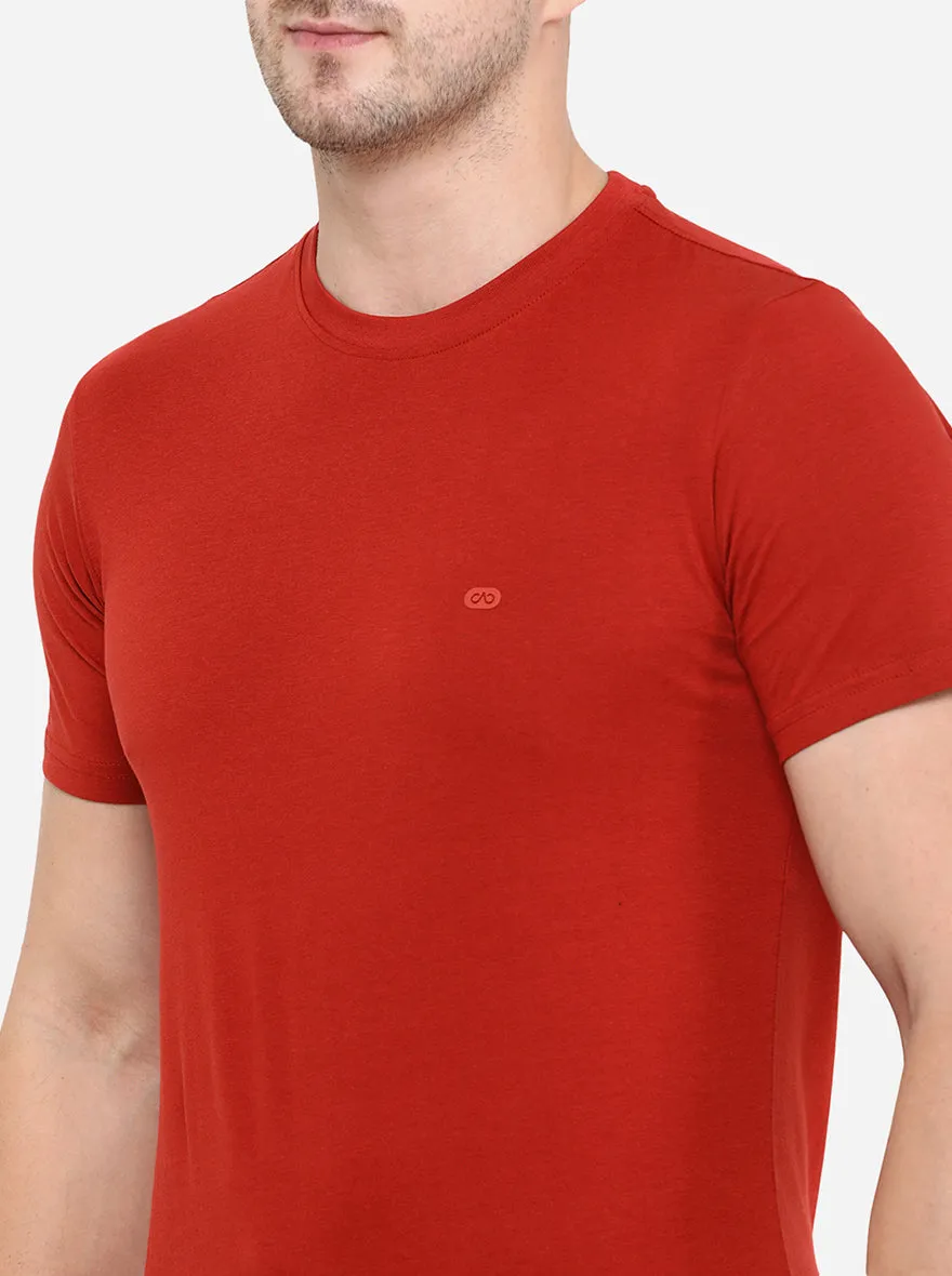 Ketchup Red Solid Slim Fit T-Shirt | JadeBlue