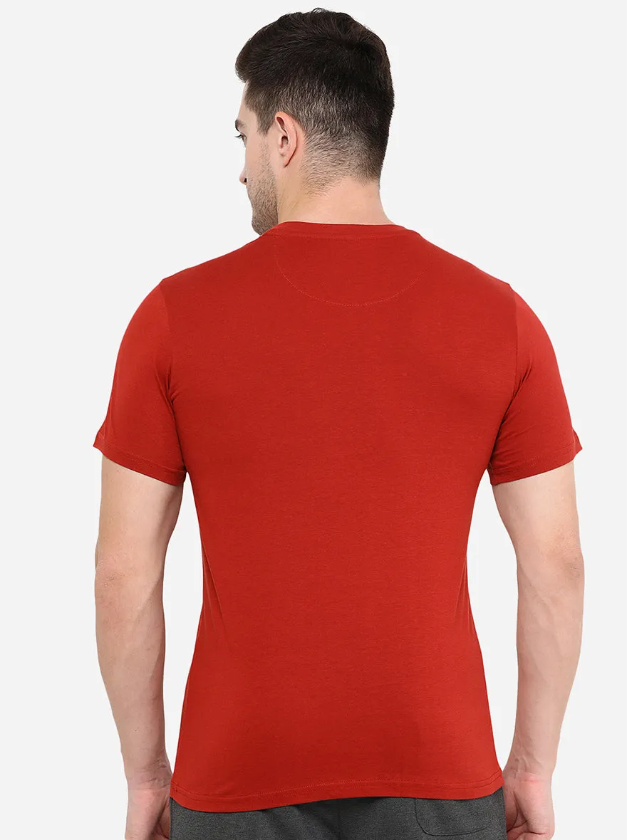 Ketchup Red Solid Slim Fit T-Shirt | JadeBlue