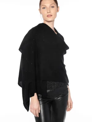 Kinross Cashmere FWT Crystal Wrap In Black LRAC3-178