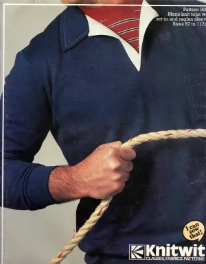 Knitwit 9000 Mens Stretch Pullover Collared Rugby Golf Shirts 1980s Vintage Sewing Pattern Size 34 - 46 UNCUT Factory Folded