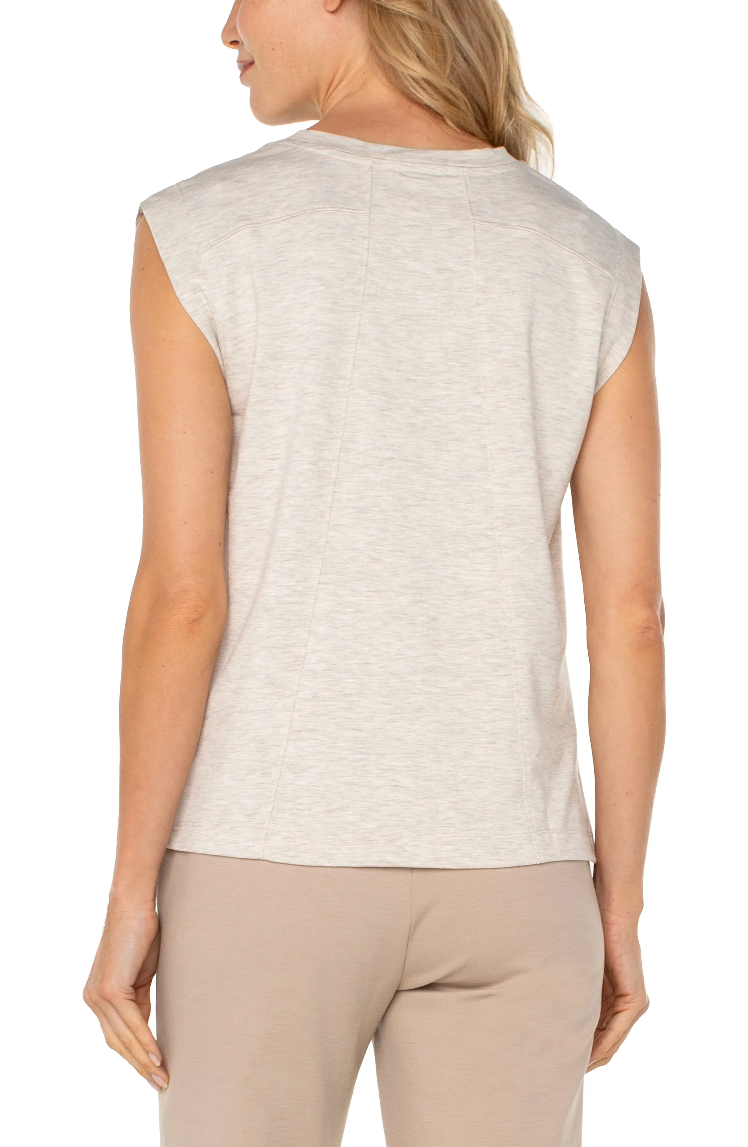 Liverpool Sleeveless Knit Top Oatmeal Heather