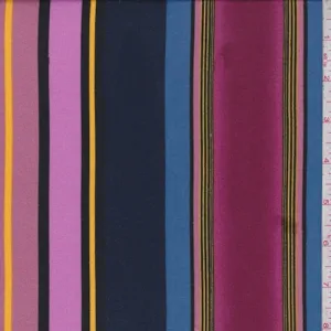 Magenta/Dark Navy Multi Stripe Double Brushed Jersey Knit Fabric