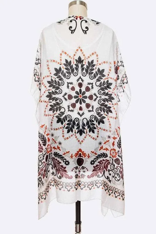 Mandala Print Light Weight Kimono Cardigan