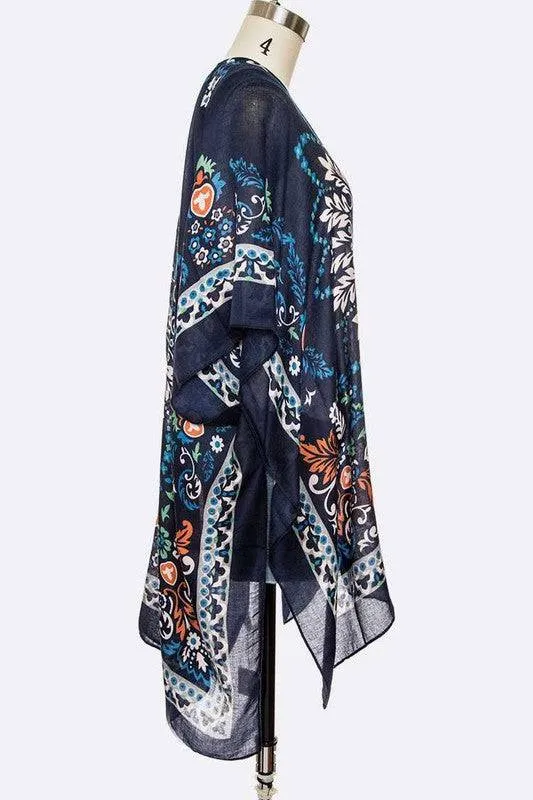 Mandala Print Light Weight Kimono Cardigan