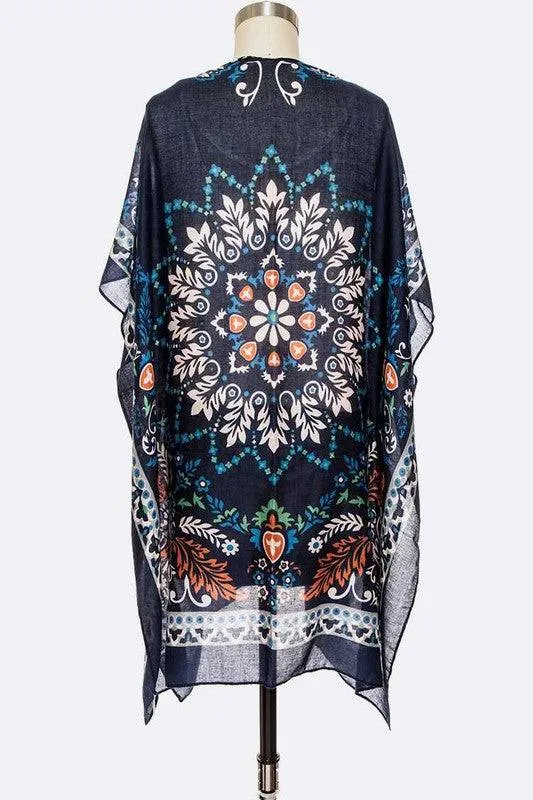 Mandala Print Light Weight Kimono Cardigan