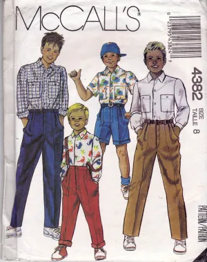 McCall's 4382 Boys Shirt Pants & Shorts 1980s Vintage Sewing Pattern Size 8