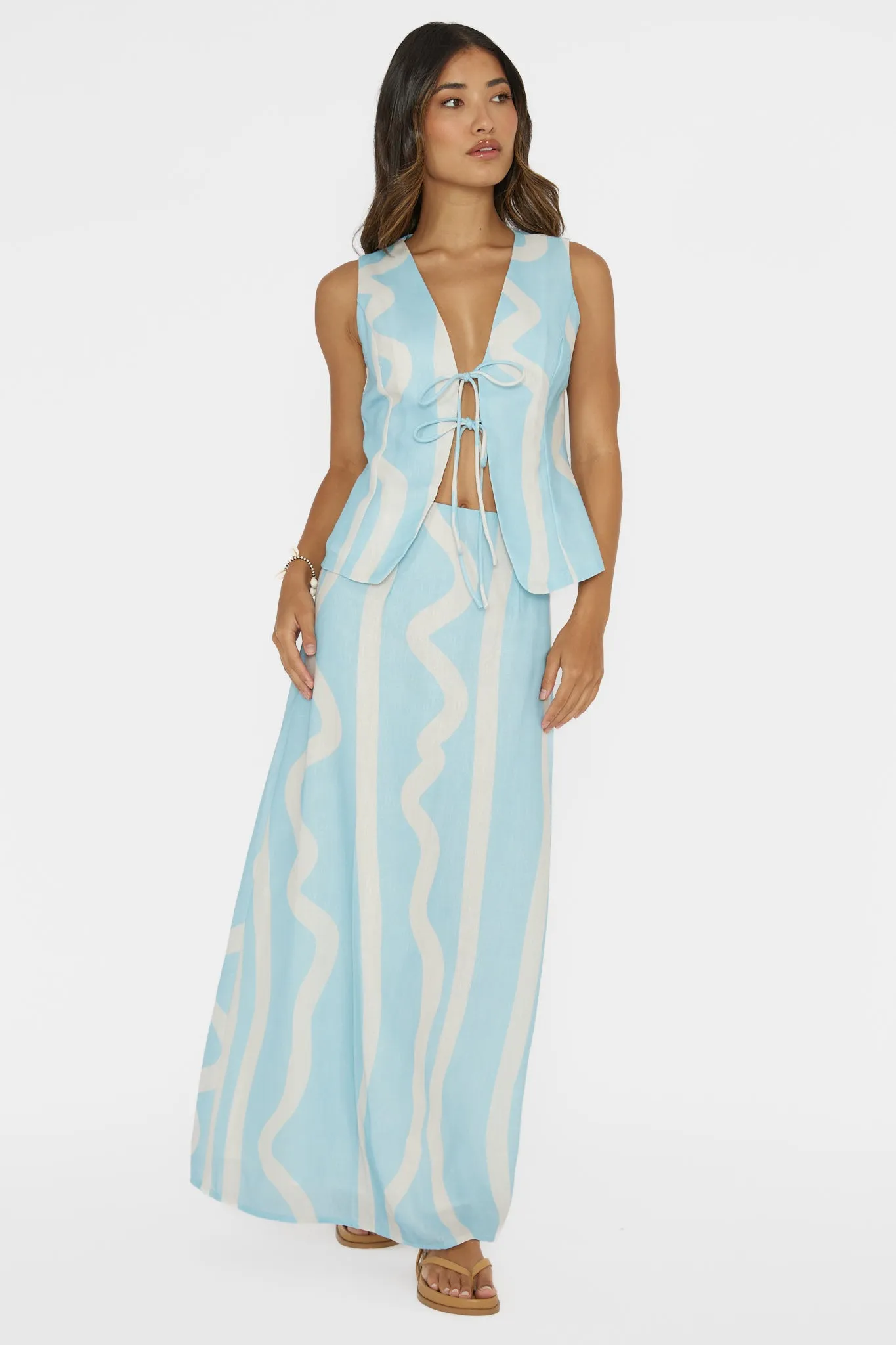 Meet Me There Maxi Skirt Abstract Blue