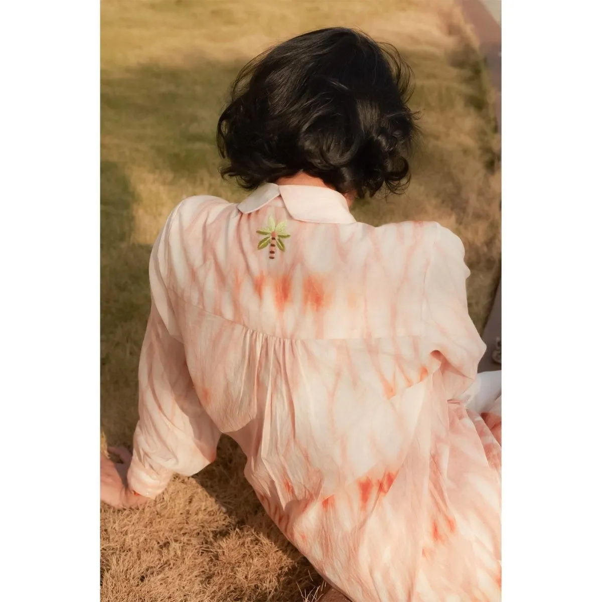 Naturally Dyed Sunset Shibori Shirt Without Embroidery